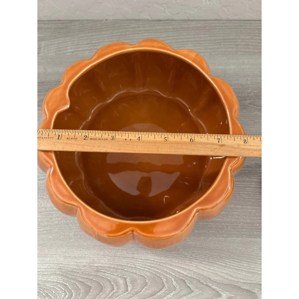 Threshold Stoneware Pumpkin Tureen Orange Glazed Lidded Serving Dish Fall Decor